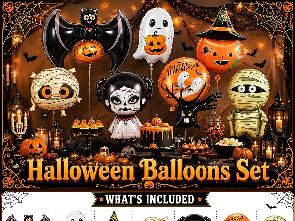 Halloween Party Decorations Black white orange mummy bat ghost pumpkin Balloons Foil Balloon