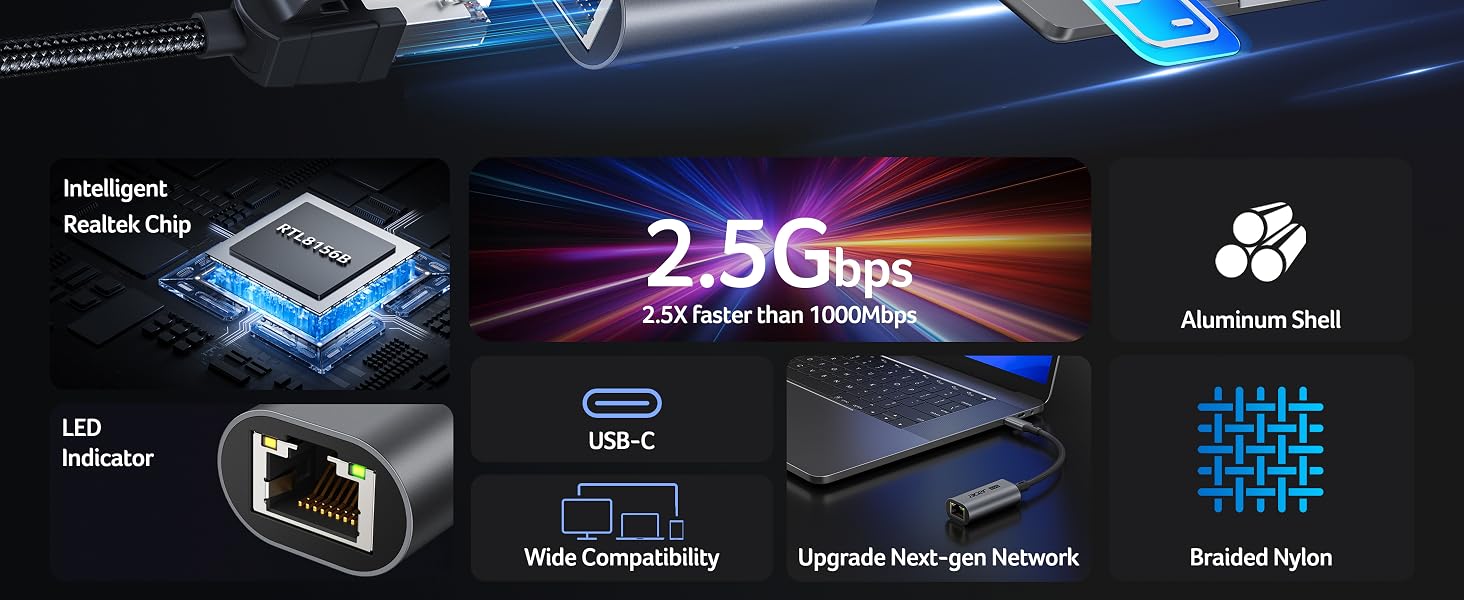acer 2.5Gbps USB C to Ethernet Adapter