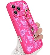 Jefonha Compatible with iPhone 17 Pro Max Case with Finger Hand Strap for Girls Women, Cute Rose ...