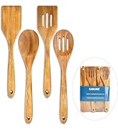 Babonie Wooden Cooking Utensil Set of 4PCS Acacia Wooden Utensil - Comfort Grip Wood Spatula, Spo...