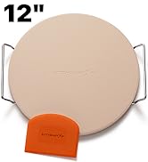 Pizza Stone for Oven and Grill 12 inch - Cordierite Baking Stone Set with Stainless Steel Rack an...
