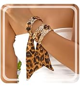 RINHOO 2PCS Scarf Bracelets 2 in 1 Wide Open Cuff Bangle Bracelet Set 18K Gold Plated Adjustable ...