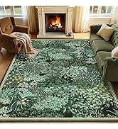 GarveeHome Forest Rugs 5x7, Dark Green Washable Area Rugs for Living Room 5x7, Botanical Low Pile...