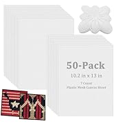 APOCHON 50 Pieces 7 Count Plastic Mesh Canvas Sheets, 10.2 x 13.1 Inch, White, Plastic