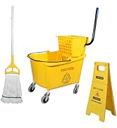 Midoneat Side Press Wringer Combo Commercial Mop Bucket on Wheels, 35 Quart,Yellow, Including Wet...