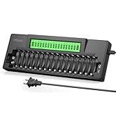 HiQuick 16+2 Bay AA AAA 9V Battery Charger, Fast Charging for NiMH NiCD Rechargeable Batteries, 2...