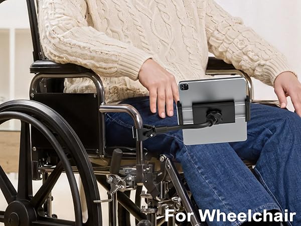 Wheelchair gooseneck tablet holder