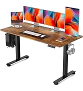 Veken 55 Inch Electric Standing Desk, Height Adjustable Sit Stand Up, Wood Desktop, Work Home Off...