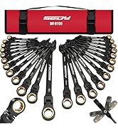 Premium 24-Piece Flex-Head Ratcheting Wrench Set, Metric(8–19mm)&amp; SAE(1/4-7/8") Combination Wrenc...