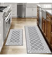 Kitchen Rug Sets 2 Piece with Runner Non Slip Kitchen Rugs and Mats Washable Kitchen Mats Se...
