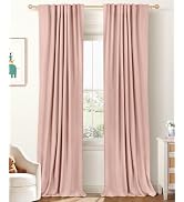 100% Blackout Shield Linen Blackout Curtains for Bedroom 108 Inches Long, Back Tab/Rod Pocket Liv...