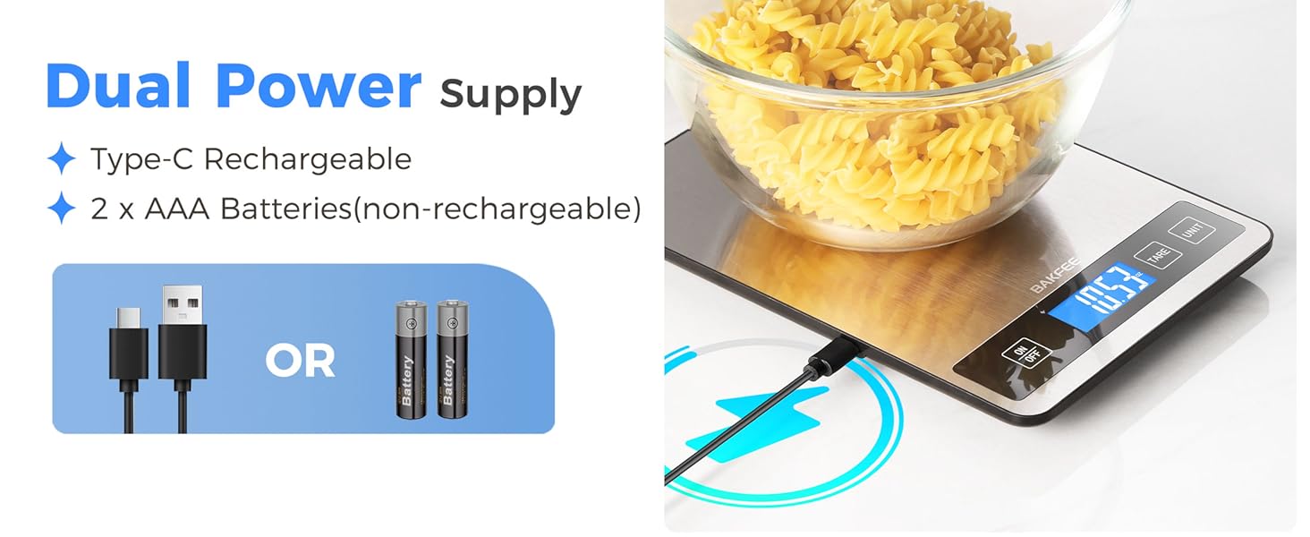 BAKFEE Food Scale, Rechargeable Kitchen Scale