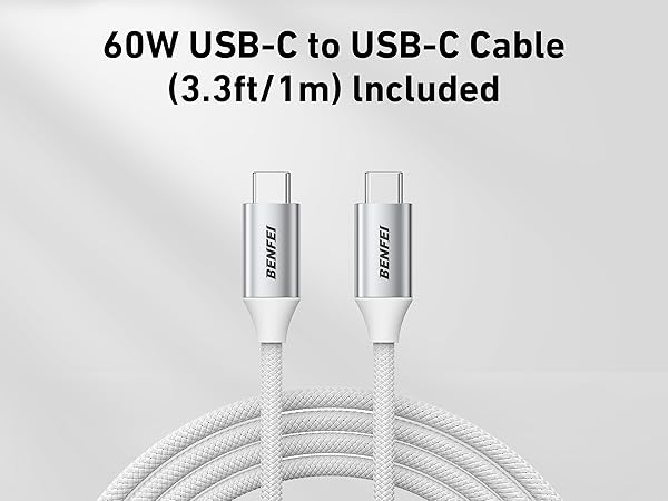 60W USB-C to USB-C cable(3.3 ft/1 m) with nylon braided, aluminum and 25,000+ bend test