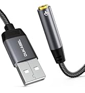 DUKABEL USB Audio Adapter, 3.5mm Audio Jack Adapter Support TRRS 4 Pole Mic, USB Aux Stereo Conve...