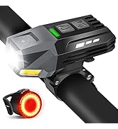 Easymaxx Bike Light Set, Rechargeable Bicycle Lights for Night Riding Front and Rear, Powerful Wa...