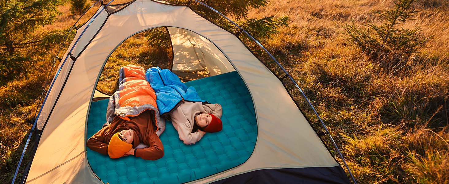 double sleeping pad for camping peacock blue 12cm
