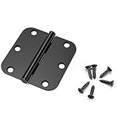 KNOBWELL 6 Pack Black Door Hinges, 3.5" X 3.5" Square w 5/8" Radius Corner Interior Door Hinges w...
