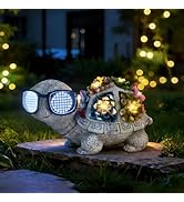 DORNLAT Solar Garden Statues Decor, Outdoor Figurine Sunglass Turtle with Succulent and LED Light...