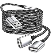 USB Extension Cable,6.6ft USB A Male to 2 Female Extension Cord Durable USB Splitter Cable Nylon ...