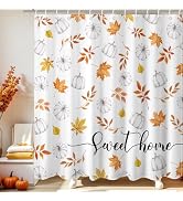 Mocsicka Fall Shower Curtain for Bathroom, Autumn Maple Leaf Pumpkin Shower Curtain for Fall Bath...