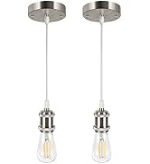 Ascher 2 Pack Pendant Light Kit, E26 Lamp Socket Industrial Vintage Pendant Light Cord, 3.94ft Ad...
