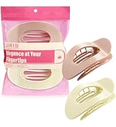 JIRIS Flat Hair Clips for Women, 2-Pack Large Strong Grip Non-Slip Hair Claw Clips, Curved Design...