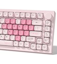 Womier Keycaps - Pink Cute PBT Keycaps MOA Dye-Sublimation 60 65 75 100 Percent, Custom Key caps Set...