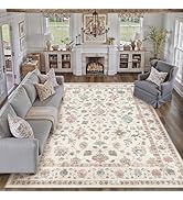 HUGEAR Area Rug 8x10 Vintage Colorful Machine Washable Living Room Rugs Distressed Retro Floral V...