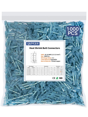 1000 Pcs Blue Heat Shrink Butt Connectors