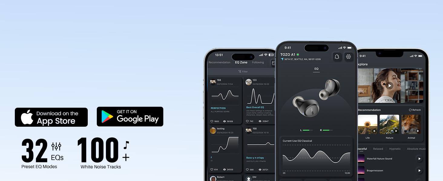 TOZO App with Custom EQ Presets