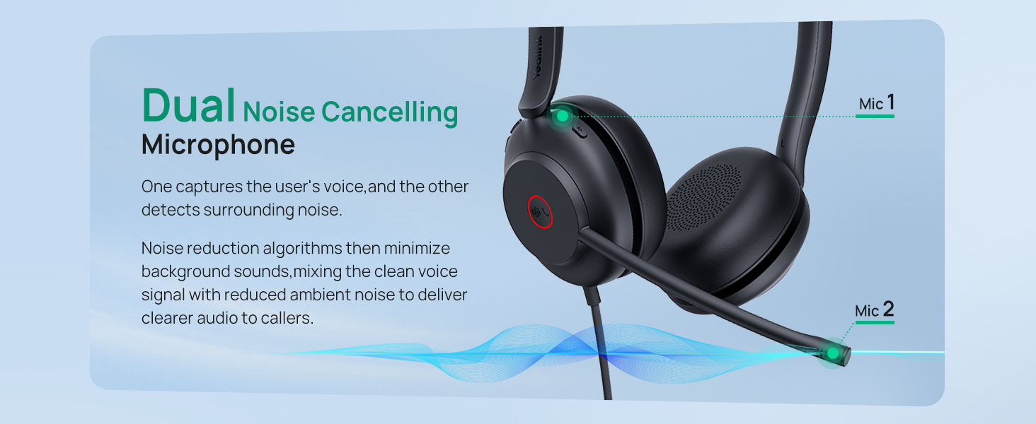call center headset with microphone noise cancelling