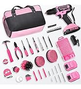 Pink Cordless Drill Set 21V, 154 PCS Tool Kit for Women with Storage Bag, Power Electric Drills, ...