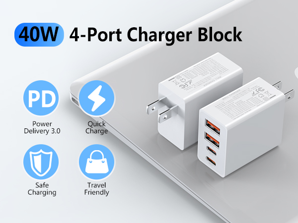 40w 4-port charger block