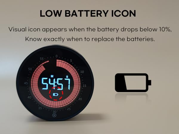CreaViva Digital Kitchen Timer, Countdown/Up, Backlight, Visual timer, low battery icon