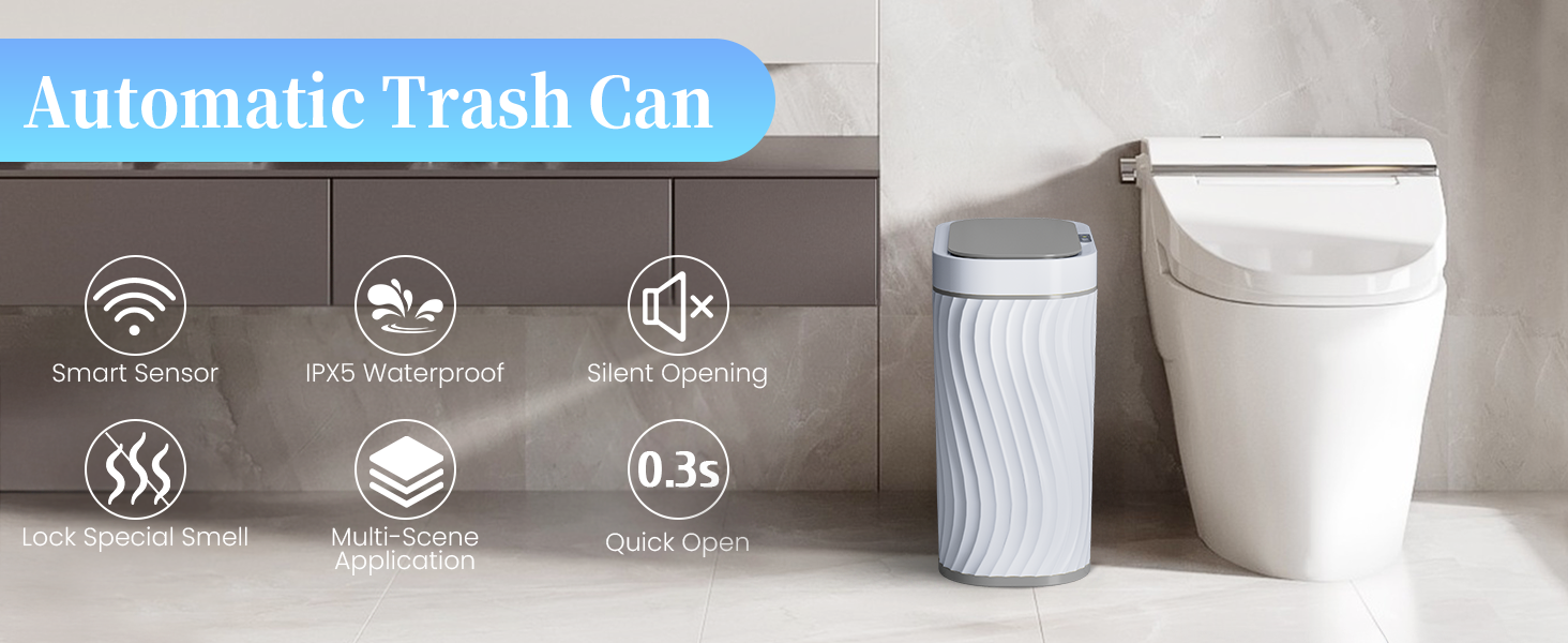 Bathroom Trash can with Automatic Touchless Lid