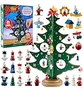 JOYIN Christmas 24 Days Countdown Advent Calendar with a Tabletop Wooden Christmas Tree and 28 Or...
