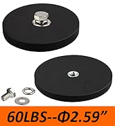 MUTUACTOR 60lbs Strong Pot Magnets Heavy Duty,1/4-20 Female Threaded Stud Rubber Coated Magnet,Di...