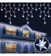 oopswow 16.5FT 200 LED Icicle Lights Outdoor, White Icicle Curtain Lights,40 Drops 8 Modes with T...