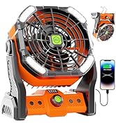 TDLOL Camping Fan with LED Lantern, Portable Battery Powered Fan Rechargeable for Outdoor Camping...