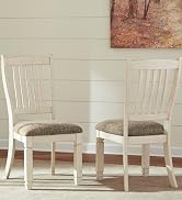 Signature Design by Ashley Bolanburg Dining Chairs Set of 2, Slat Back Cottage Side Chairs, Durab...