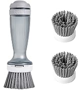 CQT Dish Brush, Dish Scrub Brush with Soap Dispenser for Dishes Kitchen Sink Pot Pan Scrubbing, 1...
