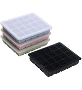Silicone Ice Cube Tray 4 Pack - EASY RELEASE ice cube tray with lid, BPA Free Ice Cubes Trays for...