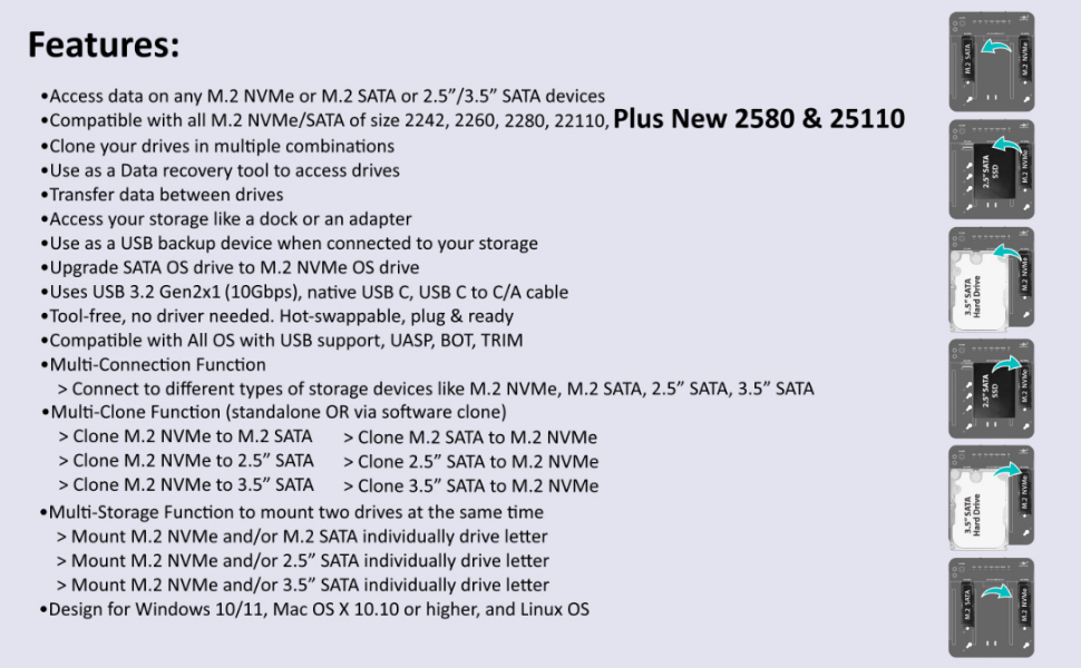 List of features of this adapter