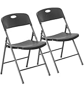 DUMOS 2 Pack Folding Chairs Heavy Duty with Ergonomic Back - Plastic Stackable Portable Dining Ch...