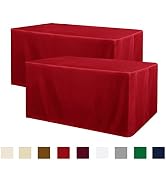 Obstal 2 Pack 6FT Red Table Cloths for Standard Folding Tables - Water Resistant Washable Fabric ...