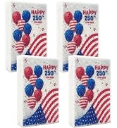 4Pcs Cellulose Sponges, 250 Anniversary USA Flag Kitchen Clean Sponges, 4th of July Non-Scratch C...