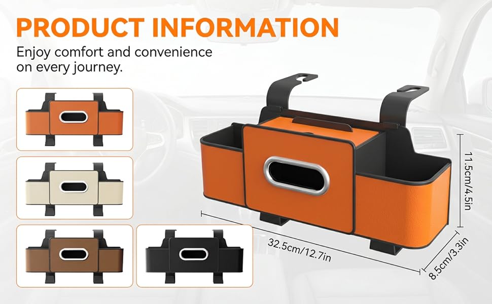 3-in-1 Backseat Car Organizer with Dual Cup Holders,Tissue Box &amp;amp;amp; Phone Holder