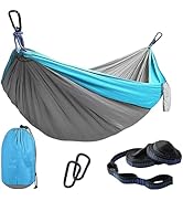 Camping Hammocks, Double &amp; Single Hammock with Tree Straps,Portable Lightweight Parachute Nylon C...