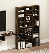 Furinno Jaya DVD Shelf, 24-Shelf Wide CD Rack, Media Shelf with Adjustable Shelves, 8 x 3 DVD Sto...