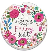 Thirstystone Doing My Best Single Absorbent Stone Coaster for Vehicle Cup Holder 2.6” Diameter Ma...
